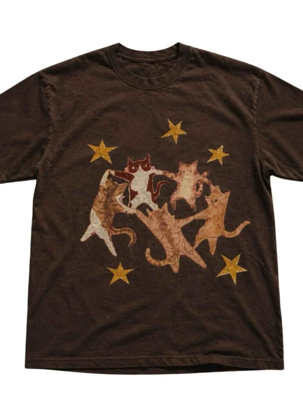 Gildan Brown Cat Dance Tee with Gold Stars